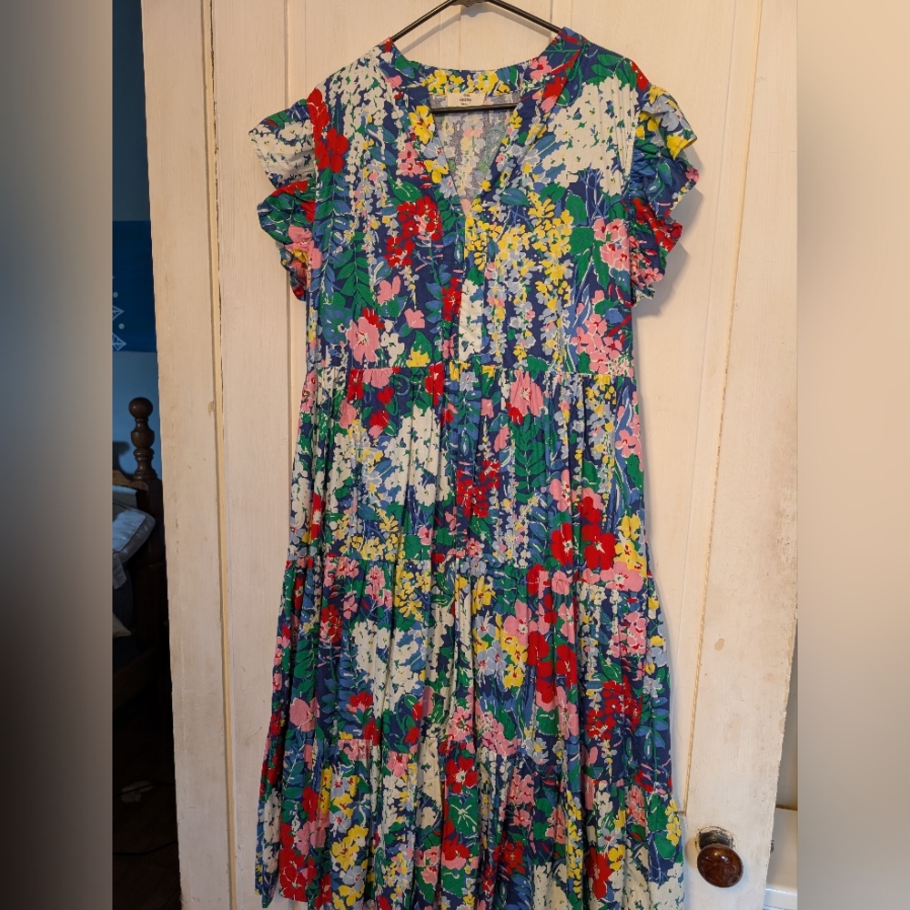 Entro Red and Blue Flutter Sleeve Sundress